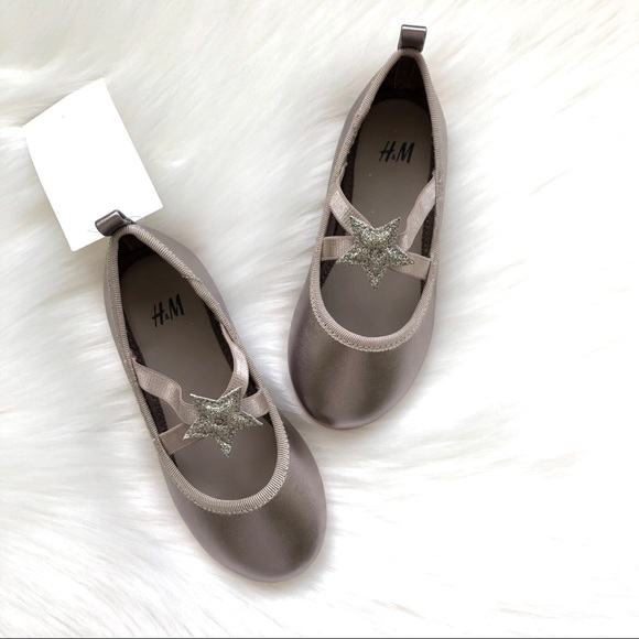 New H&M Star Ballerina Flats Toddler Shoes Metallic Silver Sz 8 - Picture 4 of 8